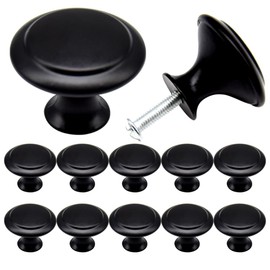 Yosawo 12 Pcs Vintage Cabinet Knobs Round Solid Knobs Handles with Screws for Cabinet, Wardrobe, Drawer, Bathroom Racks (30mm/Black)