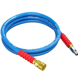POHIR 10ft Pressure Washer Hose 3/8" 4800 PSI, No Marking Kink Free Hose with Quick Connect Ends and Adapters for Hot & Cold Water up to 248°F, Steel Wire Braided Hose for Power Washing