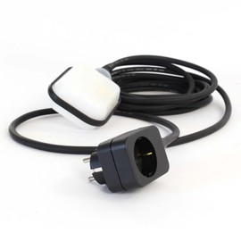 XPOtool Aquastop Overflow Protection for Pumps, Level Switch for Ponds with 5 m Cable and Plug, Float Switch Black and White