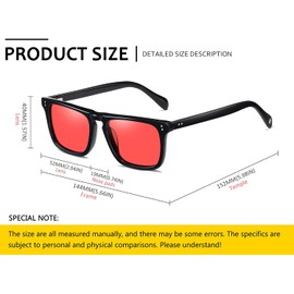 Acetate Polarized Blue Sunglasses Men Women Square Glasses Classic Rectangular Blue Red Lens Eyewear