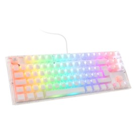 Ducky One 3 Aura 80% Mechanical Keyboard: Quack Mechanics Dampening, Hot-Swappable Cherry MX Silent Red Switches, High-Density PBT Doubleshot Keycaps, RGB, US, Aura White