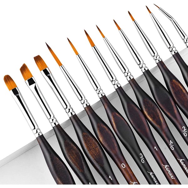 Paint Brush Set - 11 Premium Fine Detail Brush Set for Acrylic, Watercolour, Miniatures, Model, Warhammer 40 K, Ideal for Fine Painting Brushes, Paint by Numbers Brushes, Miniature Brushes, Brush Set