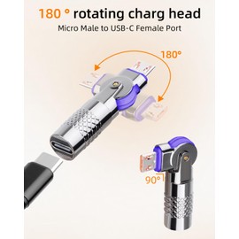 GELRHONR Rotatable Micro USB to USB C Adapter, 180 Degree Free Rotating Micro USB Male to Type C Female Converter Connector for Camera, Mouse, Phones and More, 2Pack (Micro Male to USBC Female)