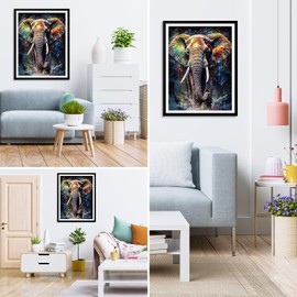 MXJSUA 5D Walking Elephant Diamond Painting Set for Adults, Diamond Painting Pictures as a Gift, Diamond Painting Accessory Kits for Home Deco (30 x 40 cm)