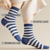 CHUNFO Womens Striped Ankle Socks Cute Letter Embroidered Athlete Navy