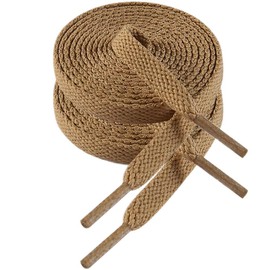 VSUDO VSUDO 2 Pairs 110 cm Flat Tan Shoe Laces for Trainers, 8mm Wide Replacements Canvas Sneakers Tan Laces