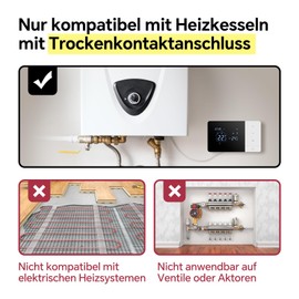 Beok Thermostat for Gas Boiler, Wireless Heating Thermostat, Remote Control via WiFi with Support for Voice Control (Alexa), Can Be Individually Programmed for Every Day, Surface-Mounted