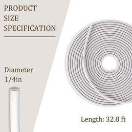 Storystore Backer Rod, 1/4" Diameter x 32.8' Length White EPDM Rubber Caulk Saver for Gaps and Weather Stripping Door Seal, Concrete Expansion Joint Filler