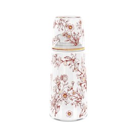 JIDOCB 750ml/25.36oz Glass Mouthwash Dispenser for Bathroom,Glass Water Carafe/Mouthwash Container for Water, Juice(Garden Full of Flowers)