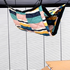 Little Friends Giant Double Bunkbed Hammock – Soft Hanging Bed for Rats, Ferrets, Chinchillas & Small Animals – Dual Layer Cosy Cage Accessory - Abstract Check