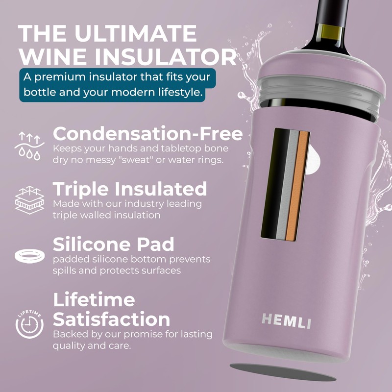 HEMLI Wine Bottle Chiller Insulator Sleeve, Keeps Wine and Champagne