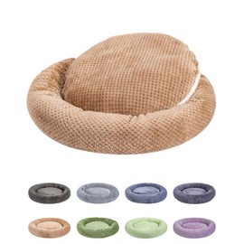 WONDER MIRACLE Fuzzy Deluxe Pet Beds, Super Plush Dog or Cat Beds Ideal for Dog Crates, Machine Wash & Dryer Friendly (24" x 24", Mocha)