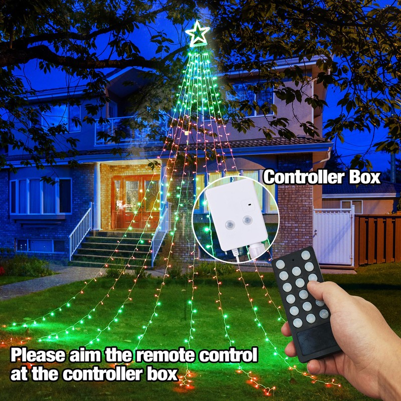 Flacchi Christmas Lights Outdoor with ‎Remote -16.7Ft Waterfall Tree Decoration