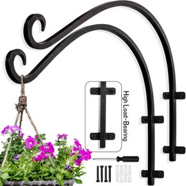 AJART Hanging Plant Bracket｜Plant Hangers Outdoor (16inches/Black) Thicker More Durable Rust-Resistant, Heavy Duty Plant Hooks
