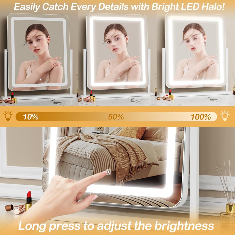 Gvnkvn Lighted Makeup Mirror, Hollywood Vanity Mirror with Lights, Three