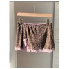 BEAUDRM Women's Leopard Side Slit Mini Skirt Y2k Cheetah Lace