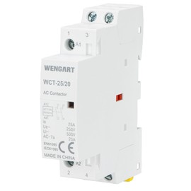 Wengart 25A AC Contactor 2-Pole 2NO, AC 120V Coil Modular DIN Rail Mount Magnetic Contactor for Smart Home, HVAC, EV Charging and Residential Power Control, White