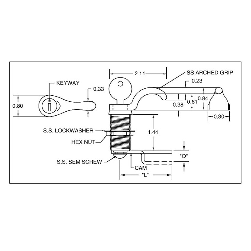 Sarasota Quality Products LL930 Lock Latch (2" Long x 3/8"