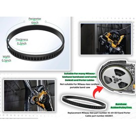 6-Pack 45-69-0010 Replacement Blade Pulley Tires for Deep Cut Band Saw - Compatible with Milwaukee 6230 6232-6 6238-20 2729-20, Portaband AO2807 6225 6238N - Rubber Drive Belt for Band Saw Wheels