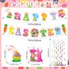 52 Pcs Easter Banner, Happy Easter Garland with Hanging Swirls,