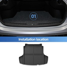 SMABEE Original 2024 Sonata Cargo Liner, Custom Fit All Weather Trunk Mat for 2024 Hyundai Sonata N-line Hybrid, TPE 2024 Sonata Accessories Interior Waterproof Vehicle Mat