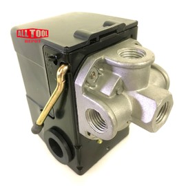 Heavy Duty Air Pressure Switch Sunny L4, 4 port, 95-125 PSI, 25 Amp, Auto/Off Cut-Out Lever