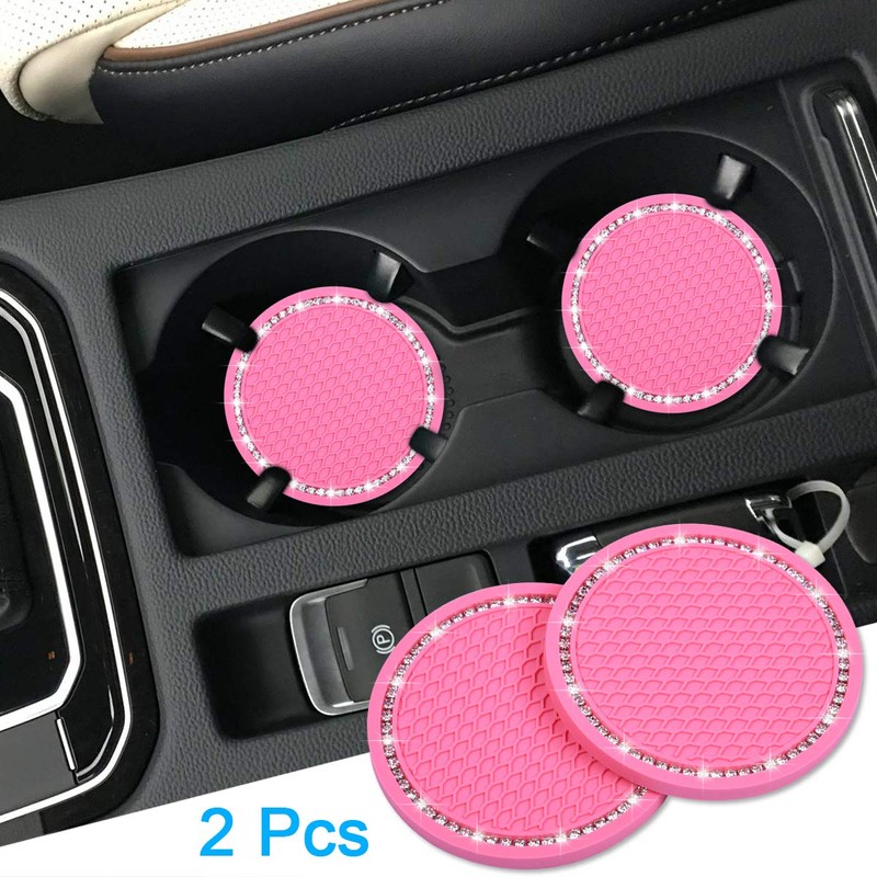 Bling Car Coasters, Wisdompro 2 Pack PVC Car Cup Holder