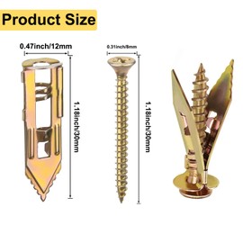 160 Pcs Self Drilling Drywall Anchors with Screws Kit for Cabinets, Shelves, Shelf Straps, Bicycles, Curtains No Drill or Holes in Wall 80 Sheetrock Anchors & 80 Zinc Plated Expansion Screws