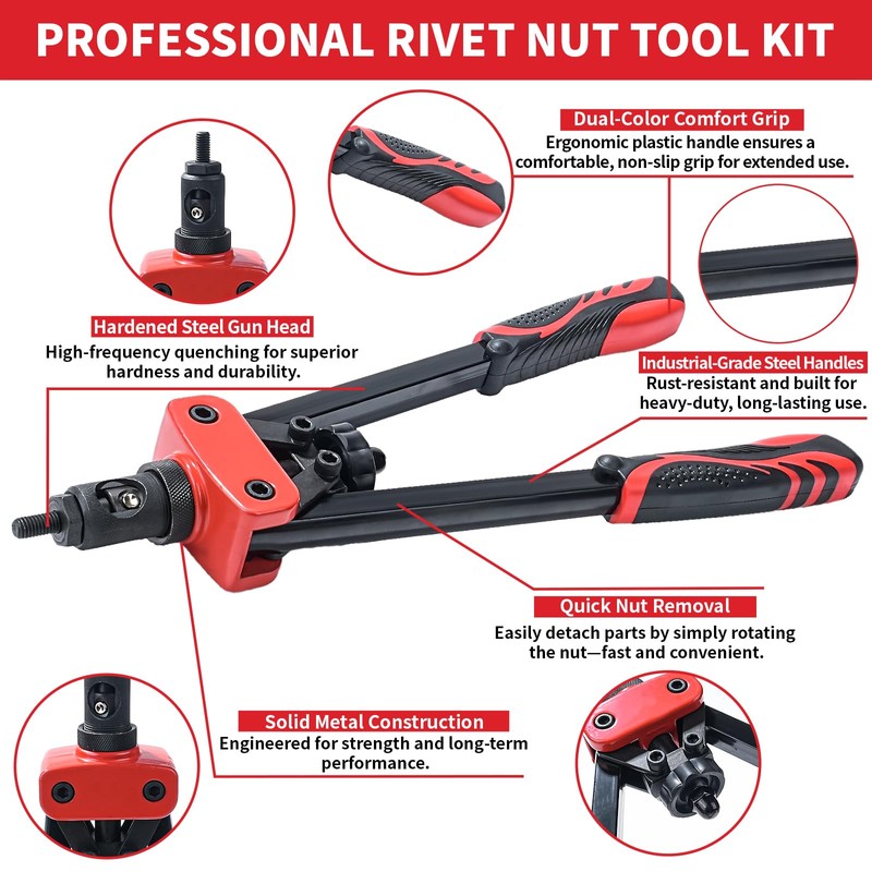 GARGENTOL 14" Rivet Nut Tool Kit, Professional Rivnut Tool Gun