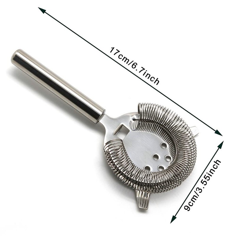 Cocktail Strainer Silver Stainless Steel Bartender Strainer with Wire Spring