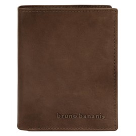 bruno banani 022002 Genuine Leather Wallet for Men, Women, Space-Optimised, Compact Design, Clever Design, Press Stud Closure, Brown, brown