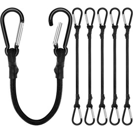 KAZIPA Bungee Cords with Carabiner,12 Inch Long Bungee Straps,6pcs Black Ultra Heavy Duty Adjustable Ropes for Wire Racks,Camping, Bikes, Luggage,Motorcycle, Hand Carts,Luggage Ties, Tie Rods