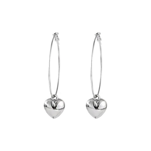 50mm Large Hoop Earrings With Cute Love Heart Shaped Charm