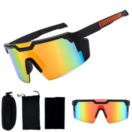 KIRIN FIRE: Sunglasses men's cycling glasses men's sports women's cycling UV400 protective glasses, suitable for outdoor activities such as skiing, running, fishing, hiking, etc (yellow)