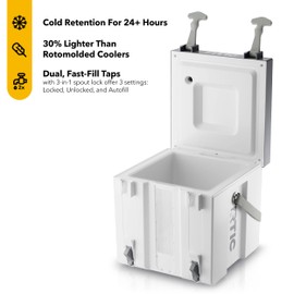 RTIC Halftime Water Cooler 3 Gallon Portable Carrier Container, Drink Beverage Dispenser, Stackable with 2 Taps, Bottleless, BPA-Free, for Sports, Camping, BBQ, Parties, Picnic, and More, White