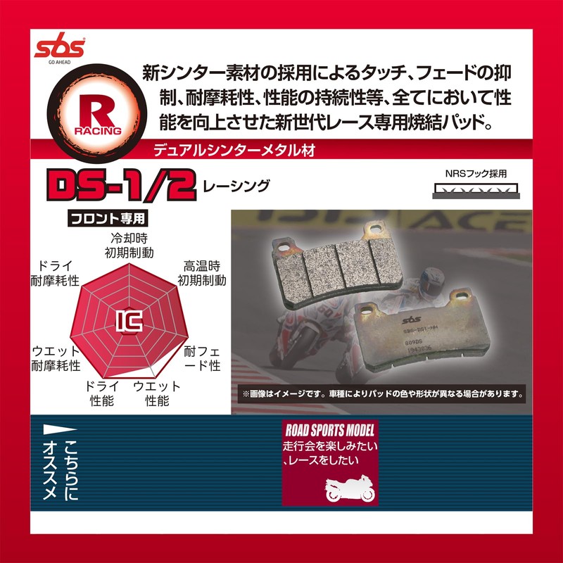 Kitaco 777-0806091 SBS Brake Pad for Racing, Dual Sinter 806DS-1