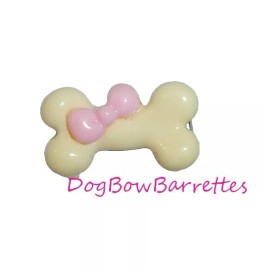Puppy Bows Tiny 1" pink and cream dog bone dogs bow pet hair alligator clip