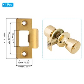 MECCANIXITY Door Deadbolt Strike Plates Stainless Steel T Cam Block Door Locks Latch Strike Plate for Exterior Door Reinforce Security Gold Pack of 4