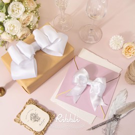 Ribbli White Double Faced Satin Wired Ribbon 1.5 Inch Christmas Ribbon for Gift Wrapping Wreaths Garland Tree Decoration Crafts Home Decor-Continous 10 Yards