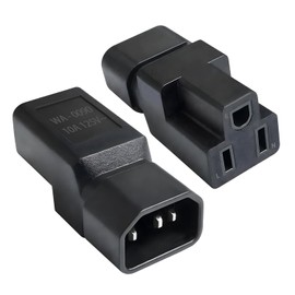 2 Pack IEC320 C14 Male to Nema 5-15R PDU USA UPS Extension Power Plug Adapter,IEC C14 Male Plug to Nema 5-15R US 3 Pin Female Power Adapter Connector