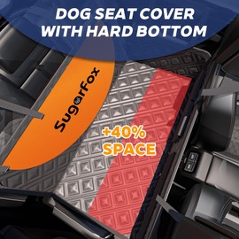 SugarFox Dog Car Seat Cover for Back Seat Holds 400lbs, PU Leather Durable Hard Bottom Extender Dogs Hammock for Car, Waterproof Pet Back Seat Cover in Car, SUV, Truck (Black-L)