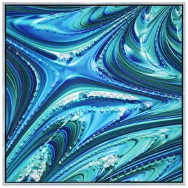 Empire Art Direct "Ocean Waves II Crystallus Epoxy Coated Wrapped Framed Glossy Blue Canvas Wall Art, Ready to Hang, Living Room, Bedroom & Office, 24"x24"x1.5"