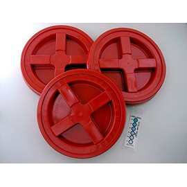 Gamma Seal Lid, Red, 3 Pack - New! - Boxed! - 5 Gallon Bucket Lids (Fits 3.5, 5, 6, & 7 Gal.) Storage Container Lid