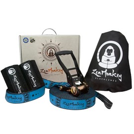 ZenMonkey Slackline Kit with Tree Guards, Fabric Carrying Bag and Instructions, 60 Feet, Easy Setup for Family, Kids and Adults