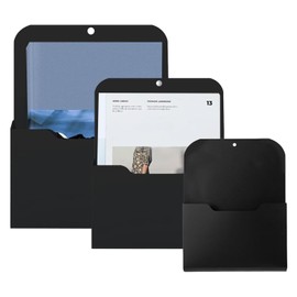YUNXCNA Pack of 3 Magnetic File Holder, 3 Sizes, Magnetic Paper Holder, Document Holder, Hanging File Organiser, Office Supplies Storage, for Whiteboards, Home, Black (S/M/L)