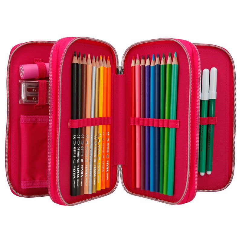 Miss Melody 10057 Triple Pencil Case, Palette Illette Pink