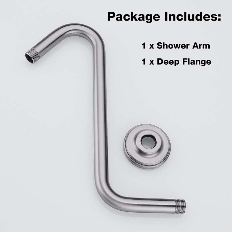 TRUSTMI 12 Inch S Shaped Shower Arm with Flange Heavy