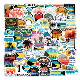 62Pcs Bahamas Stickers Pack, Aesthetic Graphic Vinyl Waterproof Sticker Decals for Water Bottle,Laptop,Phone,Skateboard,Scrapbooking,Bumper Choice for Kids Teens Adults Fans for Party Supply…