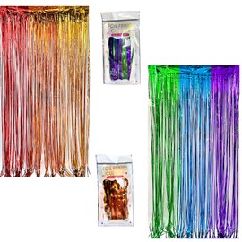 2 Pack Pride Decorations, Rainbow Foil Curtain, Tinsel Curtains, 1x2m Rainbow Party Decorations, Streamers Party Decoration for Birthday Wedding Holiday Party