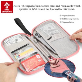 Draamvol for Passport Holder Family Travel Wallet, RFID Blocking Document Organizer, Lanyard Zipper Waterproof PU Leather Case mesh Inner Cover for Credit Cards, ID Card, Coin, Business Card, Pink